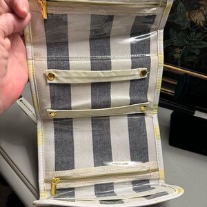 Striped Jewelry Organizer with Gold Accents